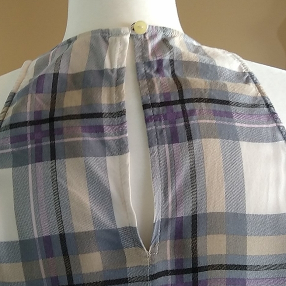Old Navy Womens SZ Medium Light Purple Cream Plaid Tank Top - Picture 6 of 9